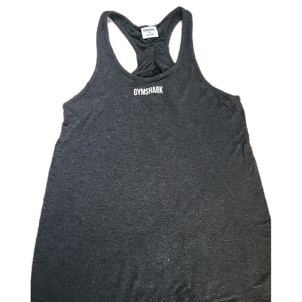 Gymshark Womens Tank Top Size M Racerback Logo Tie Back Gym Yoga Crossfit Gray